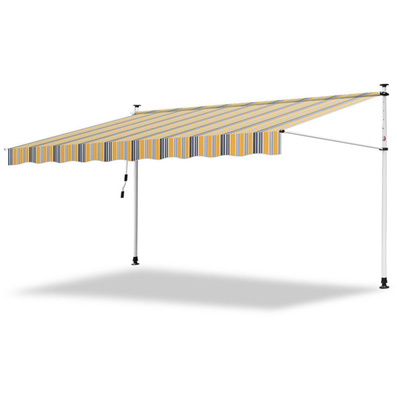 Hengda Tenda Da Sole Manuale Per Terrazza Protezione Solare Resistente Ai Raggi Uv Idrorepellente Con Protezione Solare Giallo E Blu 3 5m