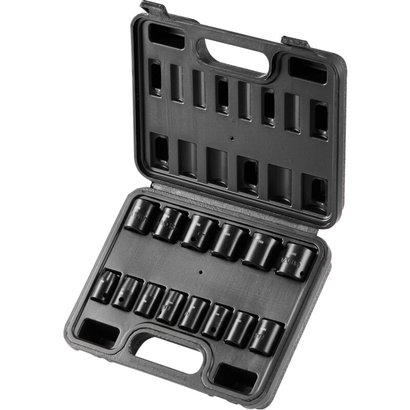 Mophorn - Set Di Bussole A Percussione Da 3/8', Set Di Bussole Piatte Da 14 Pezzi Metrico 7-20 Mm, Acciaio Legato Al Cr-mo A 6 Punti Per Riparazioni Auto, Kit Di Bussole A Percussione Per Riparazioni