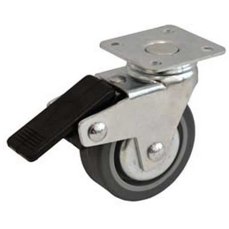 4pz Ruote In Gomma Con Piastra Girevole Dischi Parafili E Freno '220bisp' - Mm.40x18 Piastra Mm.40x40 Mm.56h. Port. Kg.15