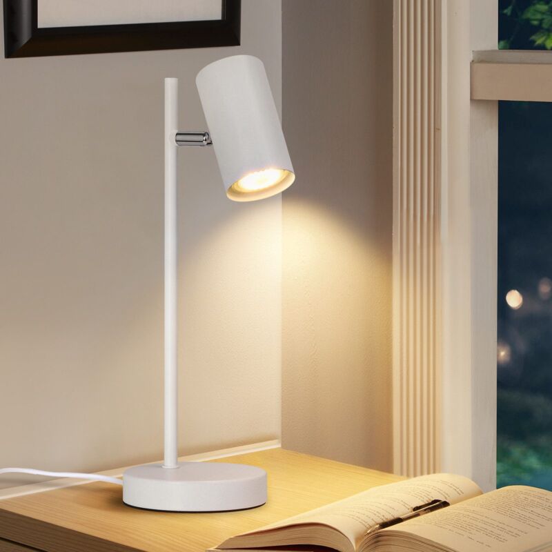 Lampada Da Comodino Gbly Lampada Da Tavolo Bianca - Girevole 350° Gu10 Lampada Da Tavolo Comodino Luce Notturna Lampada Da Scrivania In Metallo Lampada Da Lettura Con Soggiorno Ufficio Sala Studio