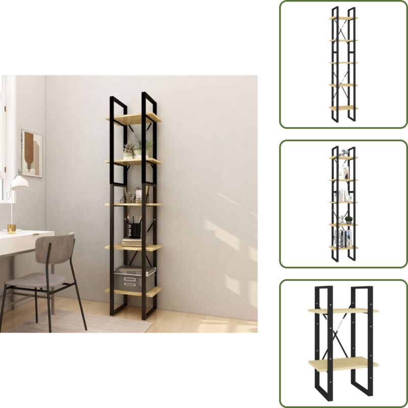 The Living Store Libreria A 5 Ripiani Marrone 40x30x175 Cm In Legno Di Pino - Libreria A 5 Ripiani