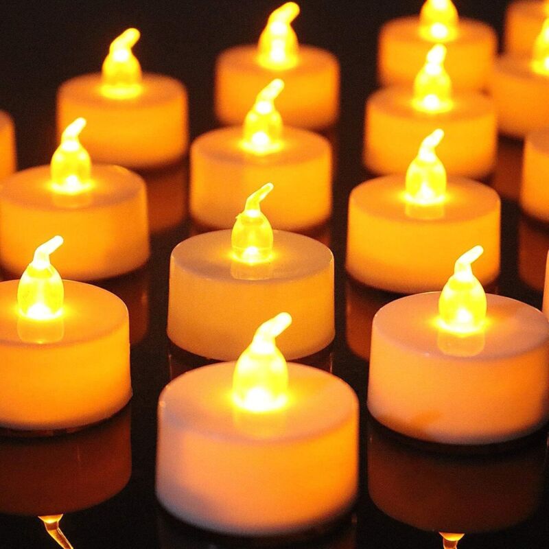 Candele Da Tè Senza Fiamma A Batteria, Con Batterie Cr2032, Candeline Da Tè A Led Senza Fiamma, Candele Tremolanti Con Effetto Tremolante, Candela Bianca Calda