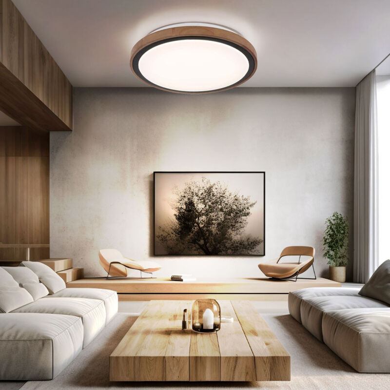 Globo Lighting - Lampada Da Soffitto Lampada Da Soggiorno Lampada Da Soffitto Lampada Da Sala Da Pranzo Lampada Da Camera Da Letto, Metallo Acrilico Legno Alluminio Marrone, Funzione Memoria Cct, Led 18w 843lm 3000k 4