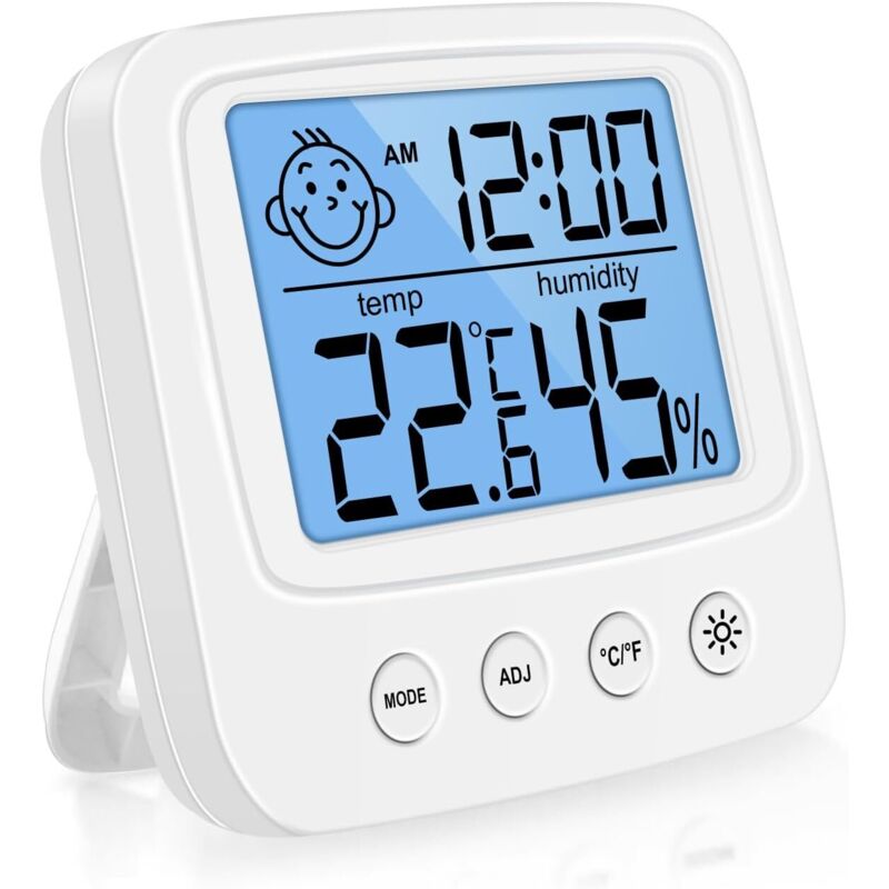 Termometro Igrometro Digitale Ad Alta Precisione Per Interni, Igrometro Digitale Per Interni, Termometro Digitale Da Tavolo Con Monitor Di Temperatura E Umidità - Retroilluminazione - Orologio