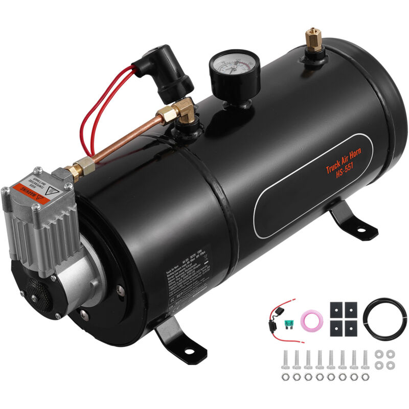 Mophorn - Compressore D'Aria 12v Con Serbatoio, 0,8 Galloni/3l, 120 Psi, Sistema Di Aria Di Bordo Per Clacson Dei Treni, Gonfiaggio Di Pneumatici E Materassi Ad Aria