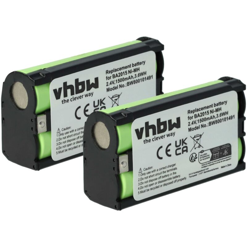 Vhbw 2x Batteria Compatibile Con Sennheiser Ek 100 G4, 2015fm, Ek 2000, Ek 1038, Ek 100 G3 Auricolari Cuffie Wireless (1500mah, 2,4v, Nimh)