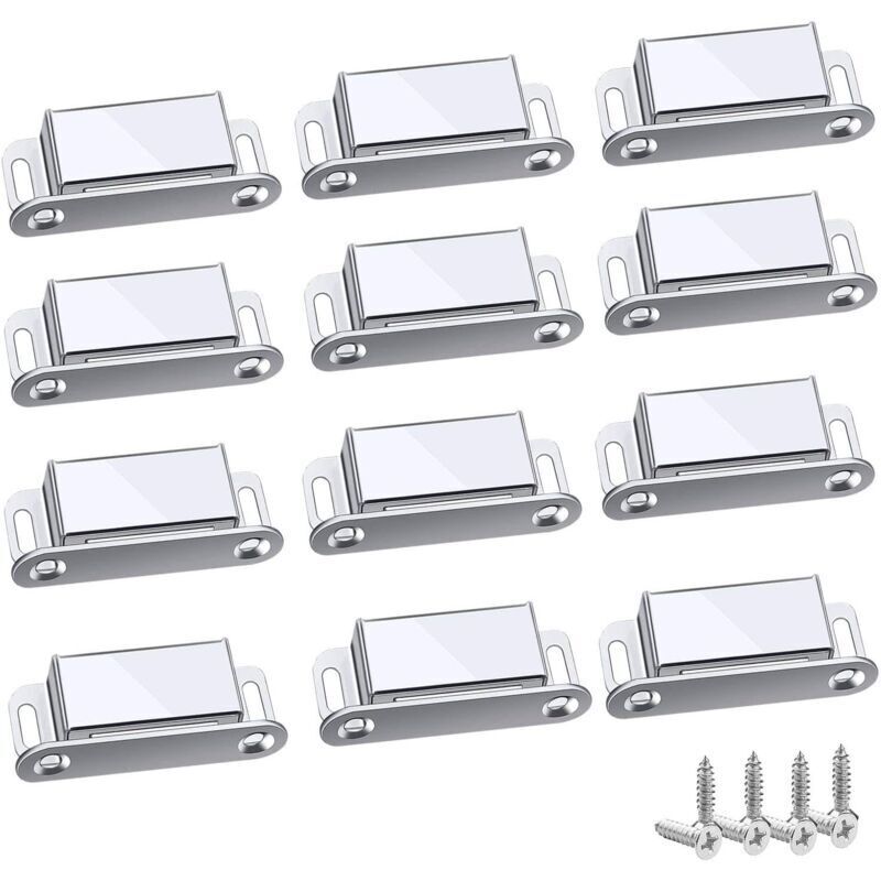 Choyclit Chiusura Magnetica, 12 Pezzi Chiusure Magnetiche Per Armadi Magneti Potenti Fino A 6 Kg, Per Cassetti Porta Doccia Magnete Per Armadi, Armadietti, Mobili (45 Mm-12 Pezzi)
