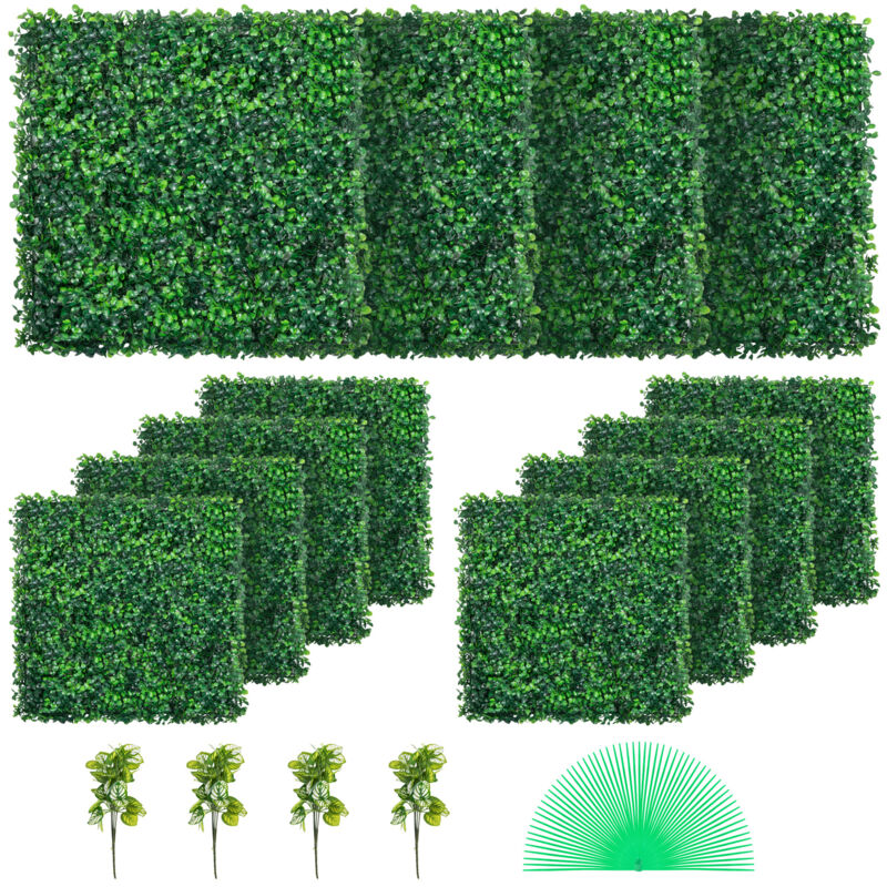 12pcs Pannello Di Bosso Artificiale Uv 20x20" 4cm Verde Siepe Muro Pannelli Finta Erba Sfondo Privacy Recinzione Per Interni Esterni Giardino Cortile Decorazione - Mophorn