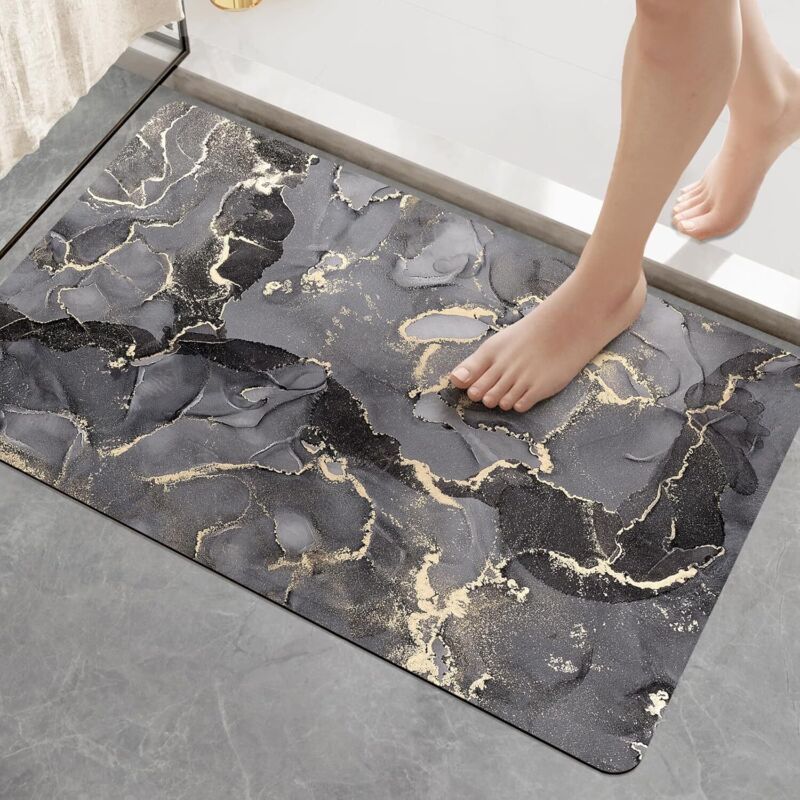 Tappetino Da Bagno Antiscivolo 40 X 60 Cm, Tappetino Da Bagno In Diatomite, Super Assorbente, Asciugatura Rapida, Tappetino Da Bagno Per Porte Del Bagno, Soggiorno, Tappetino Da Bagno Lavabile (grigio