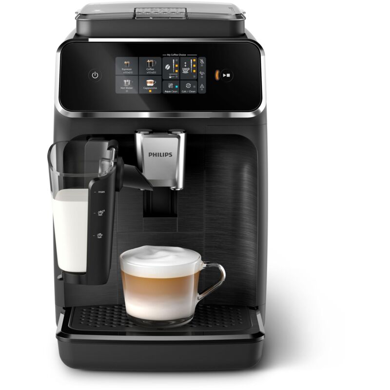 Philips - Serie 2300 Macchina Da Caffè Automatica - 4 Tipi Di Bevande, Display Touch Screen A Colori, Lattego, Silentbrew, Macinacaffè In Ceramica Al 100%, Filtro Aquaclean. Nero Opaco (ep2330/10)