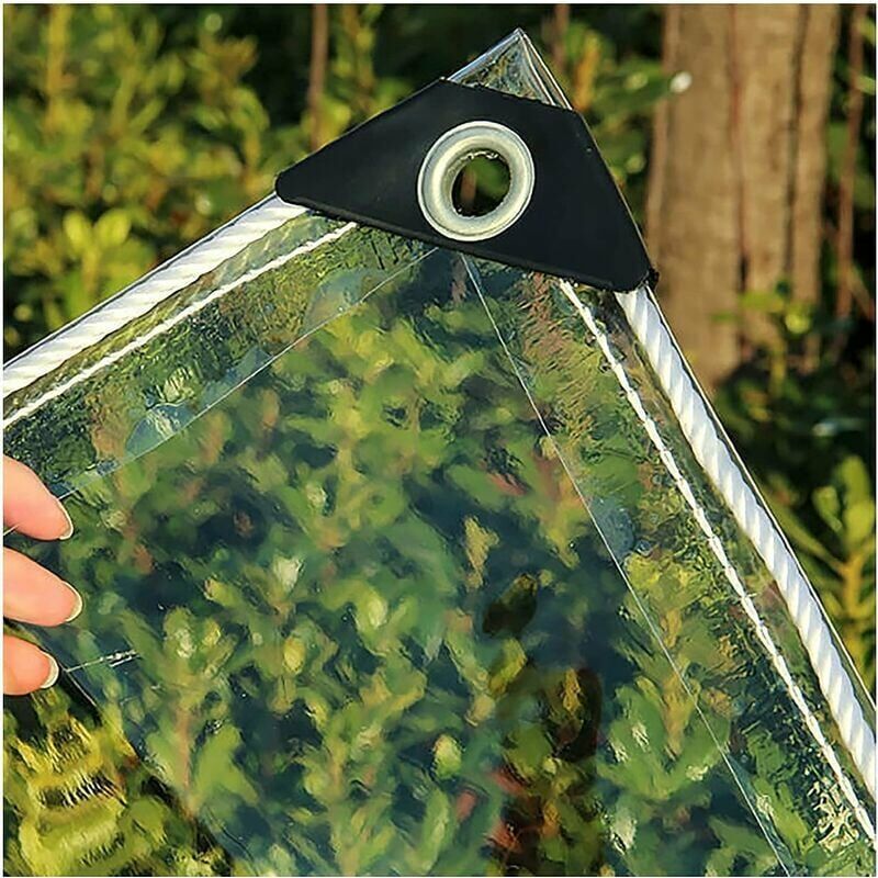 Candyse Telo Di Copertura Per Pergola In Pvc Trasparente Con Occhielli, Resistente, 360 G/m², Telo Industriale, Telo Di Plastica Trasparente, Impermeabile, 0,35 Mm, 2x2 M