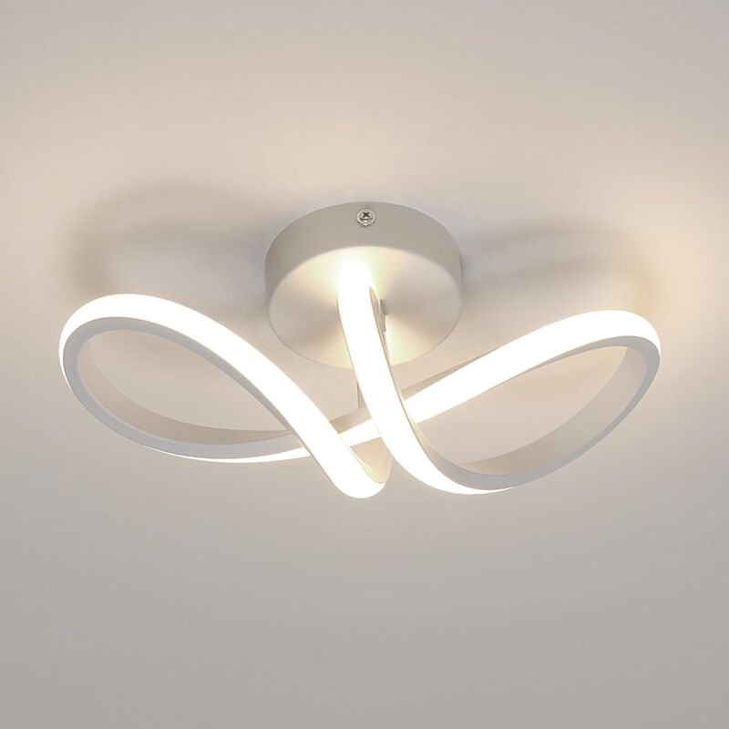 Comely - Plafoniera Led Moderna, Luminaria A Soffitto Curva, Illuminazione Da Soffitto Per Salotto, Camera Da Letto, Cucina, Sala Da Pranzo - 16w - Bianco - Luce Neutra 4500k (l29w10)