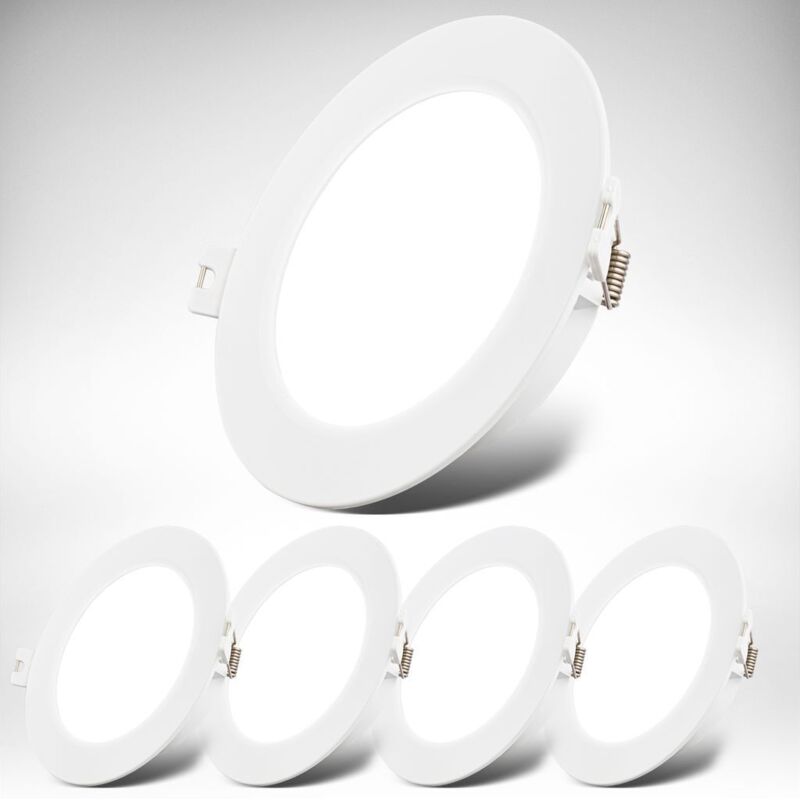 B.k.licht - Set Di 5 Faretti Da Incasso Led 230v Piatti, Luce Bianca Neutra, 6w 660lm Ciascuno, Faretto Led, Faretti Da Soffitto, Faretti Led 230v, Apparecchi Da Incasso, Faretti Da Incasso Led, Dimen