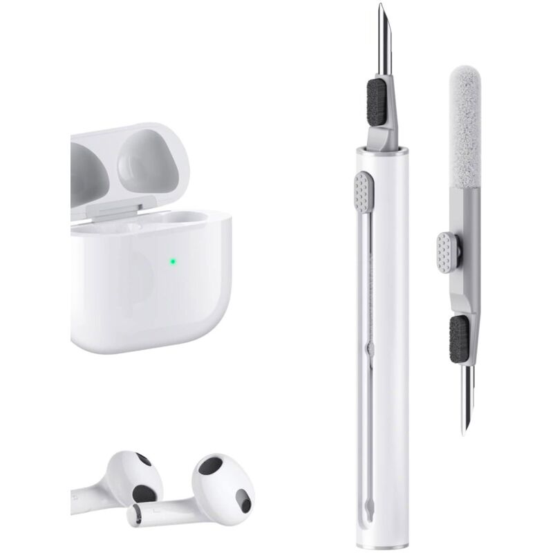 Kit Di Pulizia, Kit Di Pulizia Per Auricolari 3 In 1 Con Spugna, Spazzola, Punta In Metallo, Kit Di Pulizia Multifunzione