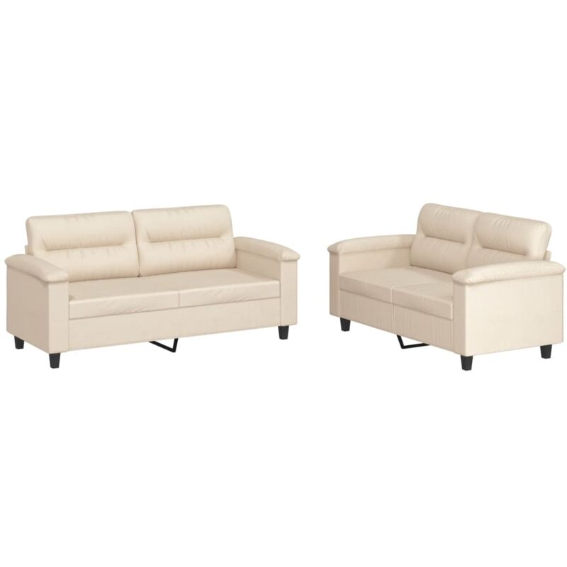 Vidaxl - Set Divani 2 Pz Con Cuscini Beige In Tessuto Microfibra