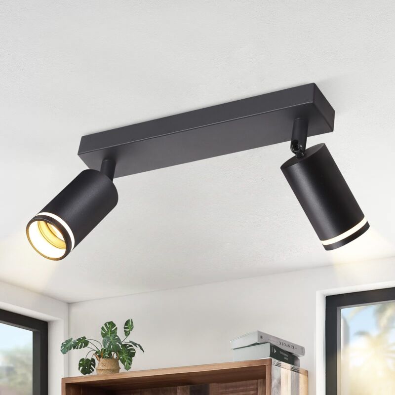 Faretto Da Soffitto Plafoniera Led Nera: Faretti Da Soffitto Con 2 Lampadine Faretto Da Parete Orientabile Gu10 Lampada Da Ingresso Per Interni Faretti Da Soffitto In Metallo, Senza Lampadina - Gbly
