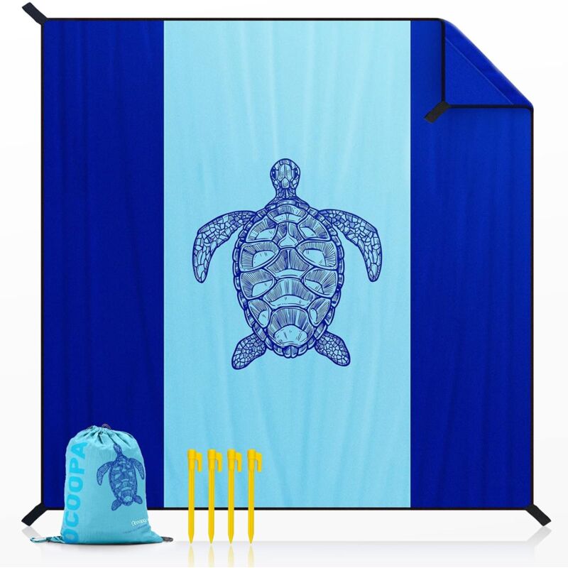 Gotrays - Coperta Da Spiaggia, 210 X 200 Cm, Coperta Da Picnic Extra Large Impermeabile E Antisabbia, Adatta Per Viaggi, Campeggio, Vacanze Ecc.