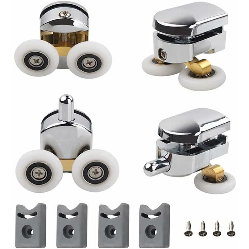 Ruote Doppie Di Ricambio, Set Di 4 Ruote Doppie Di Ricambio, Ruote Di Fissaggio, Ruote Per Porte Scorrevoli, Ruote Per Porte Doccia Da 23 Mm