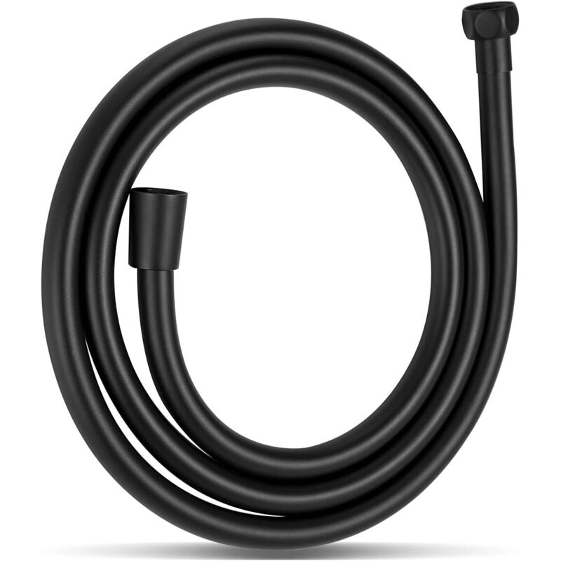 Jalleria - Tubo Flessibile Per Doccia Da 2 M, Con Protezione Antitorsione, Tubo Flessibile Per Doccia In Pvc, Tubo Flessibile Per Doccia Di Ricambio Ad Alta Pressione, Per Rubinetto Del Bagno, Nero Opaco