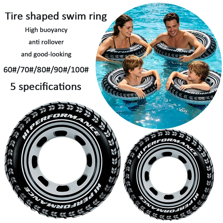 2026 Neue Sommer-Spielzeuge: Schwimmring aus Reifenmaterial, verdickter Schwimmring für Erwachsene und Kinder, auf Lager verfügbar Image