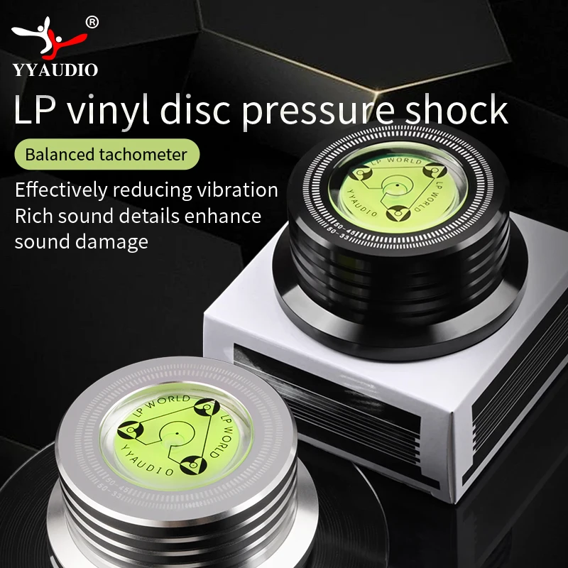 YYAUDIO Universal 50Hz LP Vinyl Plattenspieler Disc Plattenspieler Stabilisator mit Level Aluminiumlegierung Gewichtsklemme Musik-Player