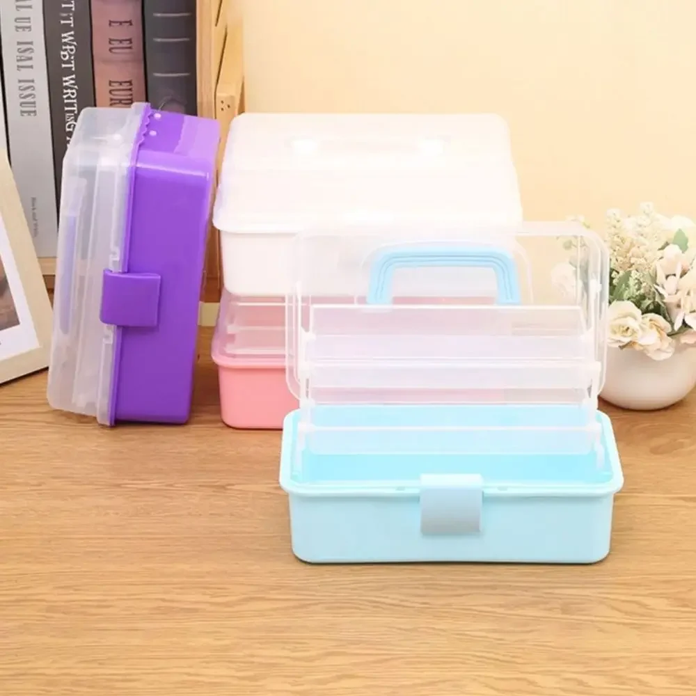 2/3 Schichten große Kapazität Aufbewahrungsbox faltbar multifunktionale Kunststoff tragbare Make-up Haarnadel Organizer Nail Art Schmuckschatulle