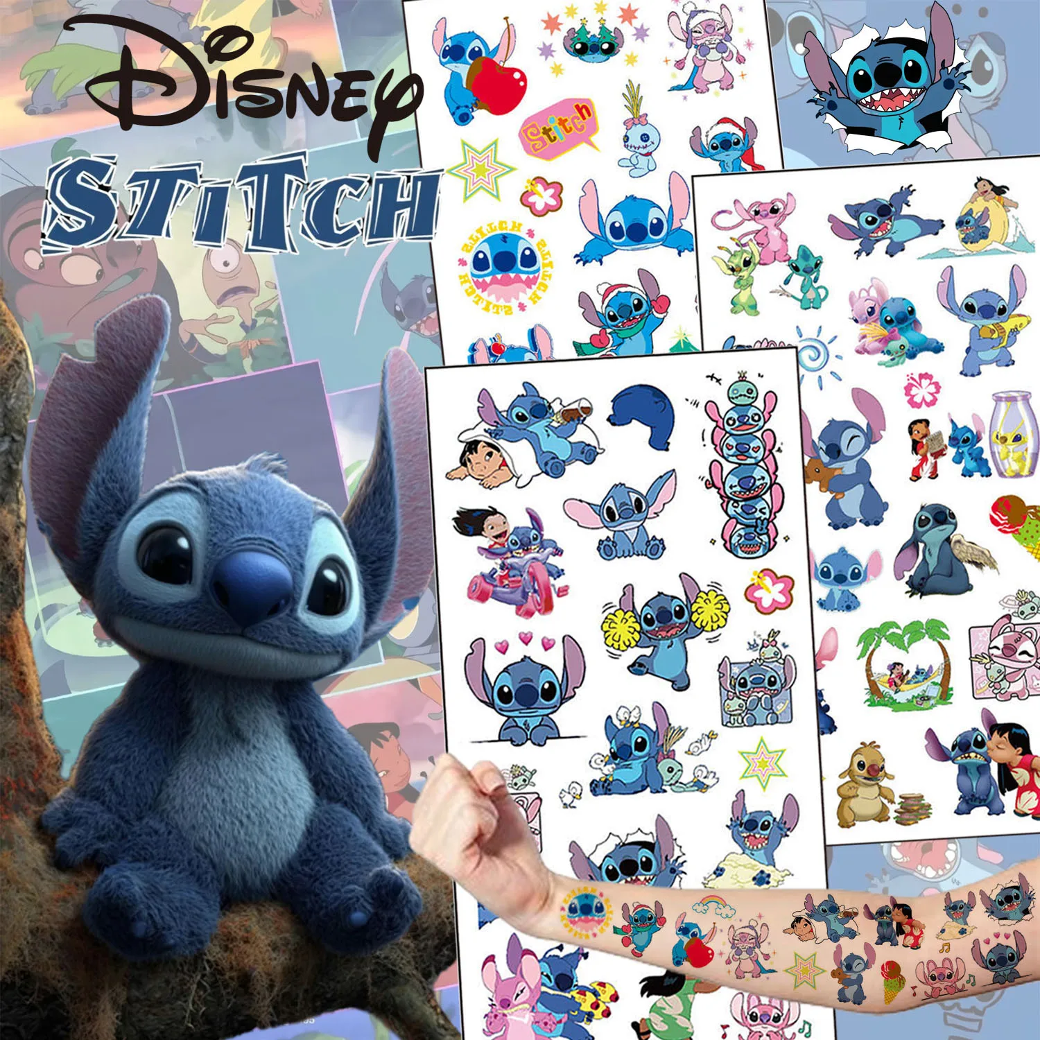 3 Stück/Set Cartoon Neue Disney Stitch Temporäre Tattoo-Aufkleber Niedliche Wasserfeste Tattoos für Lustige Partys Geschenk-Aufkleber Image