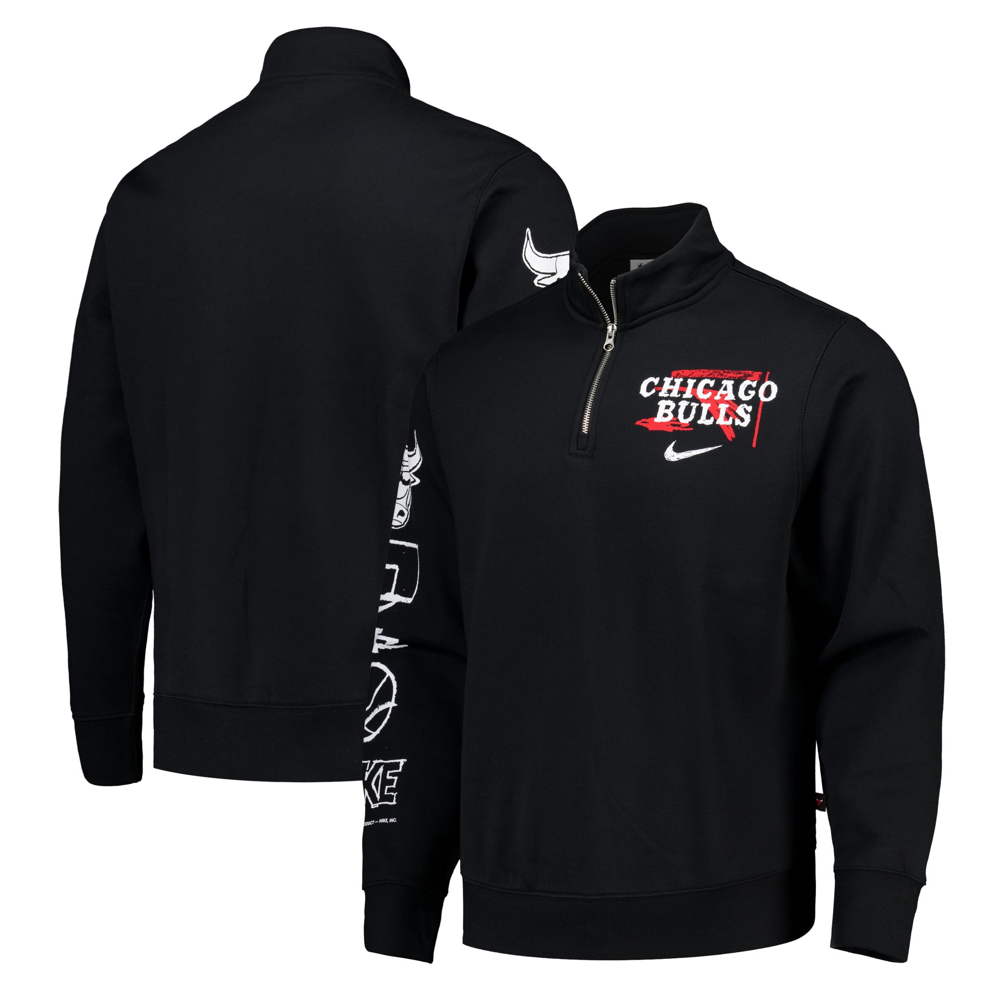 Chicago Bulls Nike Courtside Half-Zip-Oberteil – Schwarz – Herren