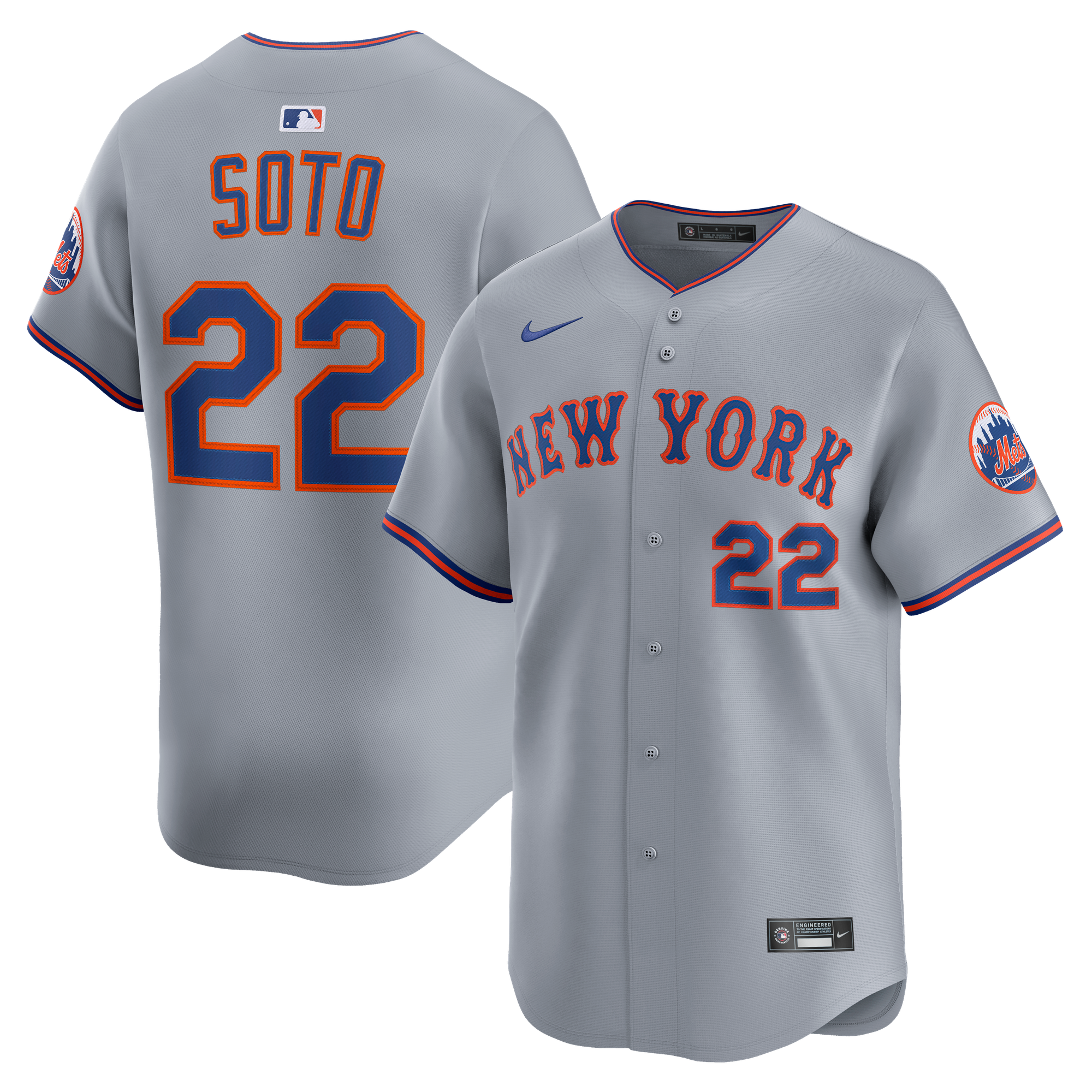 New York Mets Nike MLB Limited Auswärtstrikot – Grau – Juan Soto – Herren