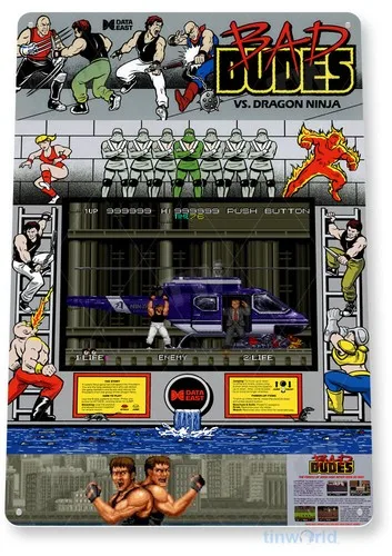 Bad Dudes Arcade-Schild, klassisches Arcade-Spiel-Schild, Blechschild für Spielzimmer C250 Image