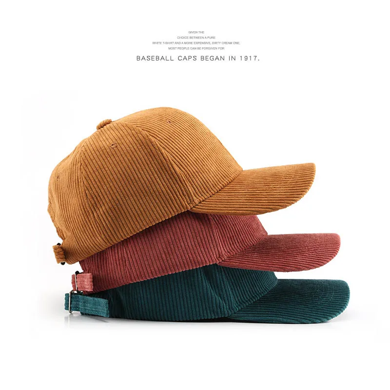 Berretto da baseball in velluto a coste per donna uomo nuovo cotone tinta unita cappello da sole sportivo berretti snapback autunno caldo moda cappello da pesca Hip Hop
