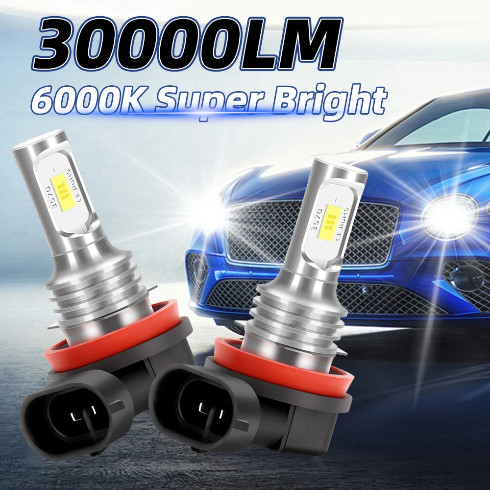 H8 H9 H11 6000 K weiße superhelle Scheinwerfer-Nebelscheinwerferlampen 3570 CSP-Chips Fern-/Abblendlicht Plug&Play-Nebelscheinwerfer Image