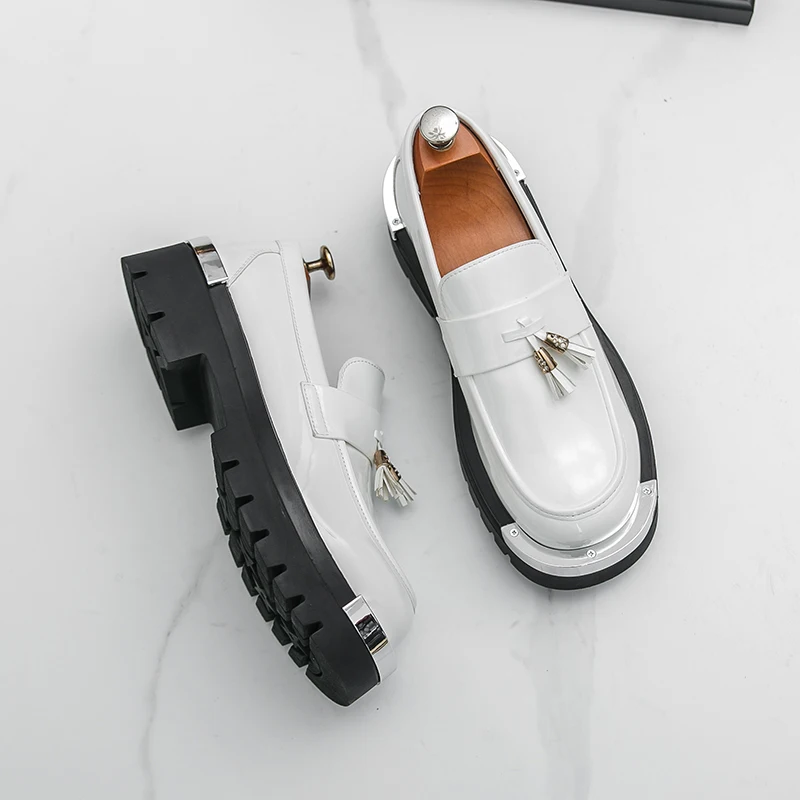 Bequeme Modische Lässige Herrenschuhe Dicke Sohle Quasten-Loafer Klassische Herrenschuhe für Hochzeiten Leder Herren Freizeitschuhe