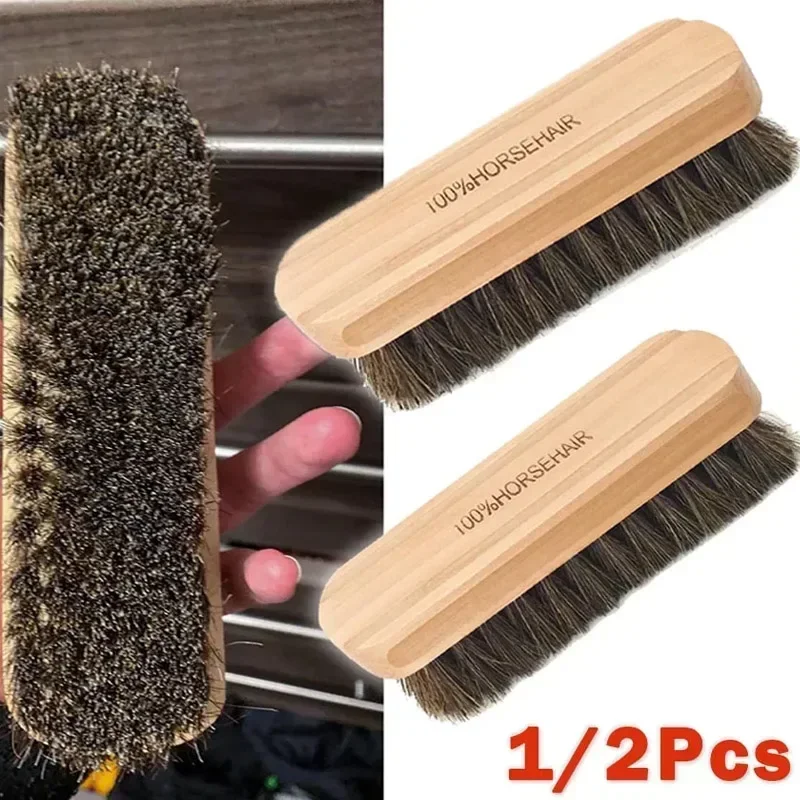 Pferdehaar-Holzbürste Auto-Detailing-Werkzeug für Armaturenbrett, Sitze, Griffe, Dachreinigung, Polieren und Glanzpflege, Auto-Innenreiniger Image