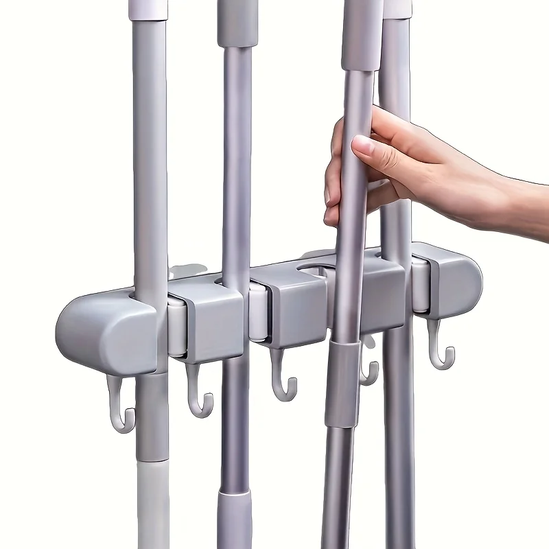 Porta scopa in plastica a 4 posizioni Porta scopa a parete Porta scopa multifunzionale Scaffale per cucina di casa Nero Nuovo