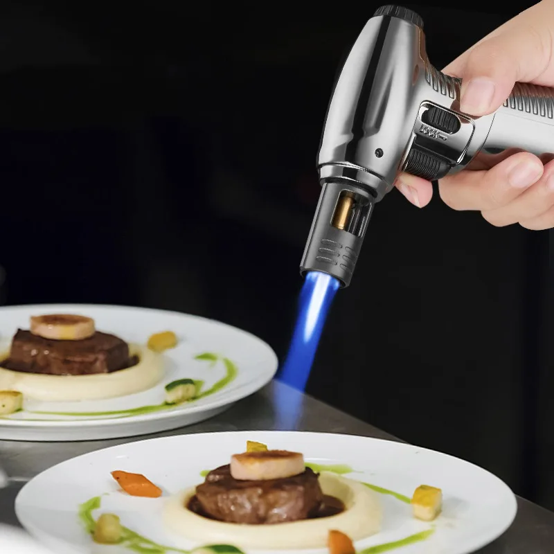 Creativo Metallo Turbo Gas Jet Accendino Torcia Antivento Pistola per Saldatura Fiamma Blu Butano Sigaro Fumatori Accendino Cucina Campeggio BBQ