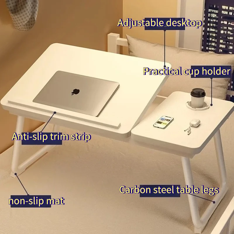 Klappbarer Laptoptisch – kleiner Nachttisch für Studentenwohnheime, multifunktionaler Lerntisch für Erkerfenster, tragbar und platzsparend