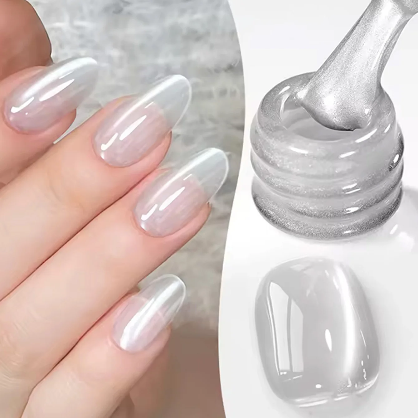 MIANEL 10ML Weißer Elektrischer Katzenauge-Nagellack mit Kristallklarem Finish Vielseitiger Weißer Katzenauge-Nagellack für Nagelstudios Image