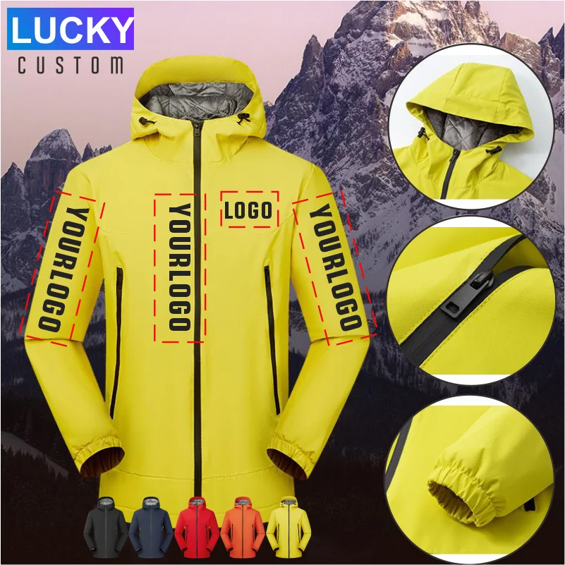 Männer Frauen Dicke Angriff Anzug Wasserdichte Wandern Jacken Camping Windjacke Unisex Outdoor Regenmantel Individuelles Logo Gruppe Kleidung Image
