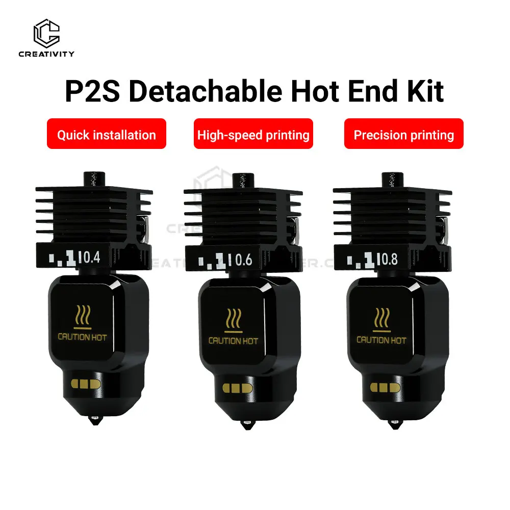 Bamboo P2S Upgraded Hotend Kit 0,4/0,6/0,8 mm Düse aus gehärtetem Stahl, abnehmbare Düse, Hotend für P2S/P2S C 3D-Drucker Image
