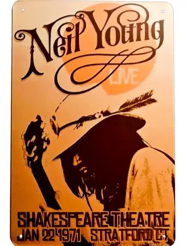 Vintage Rock & Roll Metallschild „Neil Young Harvest Tour 1971“, Neuauflage