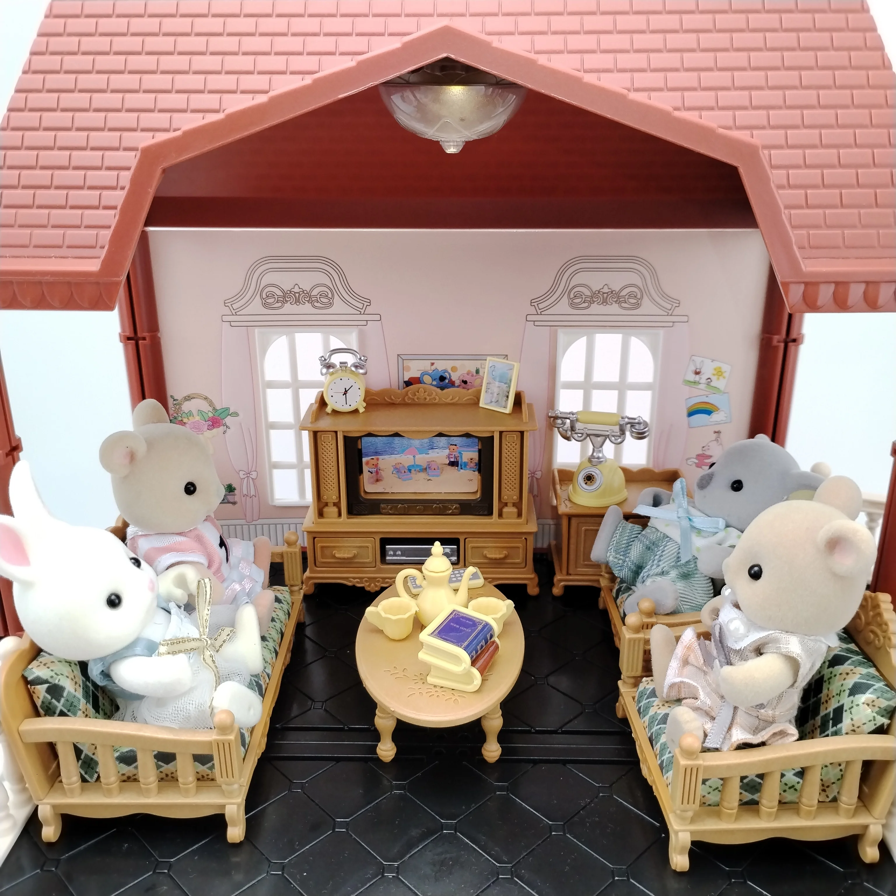 Miniaturartikel Puppenhaus Möbel Zubehör Wohnzimmer Schlafzimmer Supermarkt Einkaufen Spiele Familie Interaktion Puppe Kinderspielzeug Image