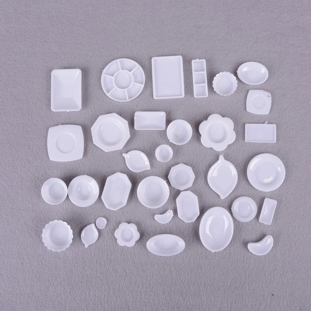 33 teil/satz Küche Acryl Mini Geschirr Miniaturen Tasse Teller Teller Dekor Spielzeug für Kinder Mädchen Geschenke für Kinder Puppe Zubehör Image