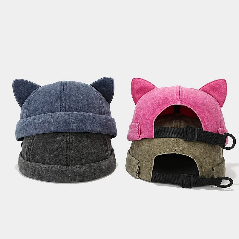 2024 primavera estate cotone tinta unita berretto Docker cappello senza tesa berretto padrone di casa berretto da marinaio donna 01