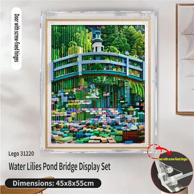 Acryl-Vitrine für Lego 31220 Brücke über Seerosenteich Baukasten, Staubdichte Klare Ausstellungsvitrine (Modell Nicht Enthalten)