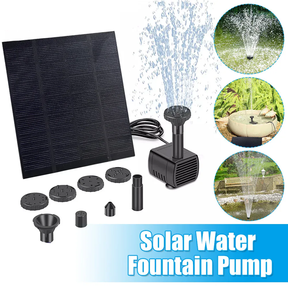 Solar-Wasserbrunnenpumpe mit Düsen Solarbrunnen-Teichpumpen-Set Solar-Wasserpumpen-Set für Vogelbad Teiche Garten Aquarium