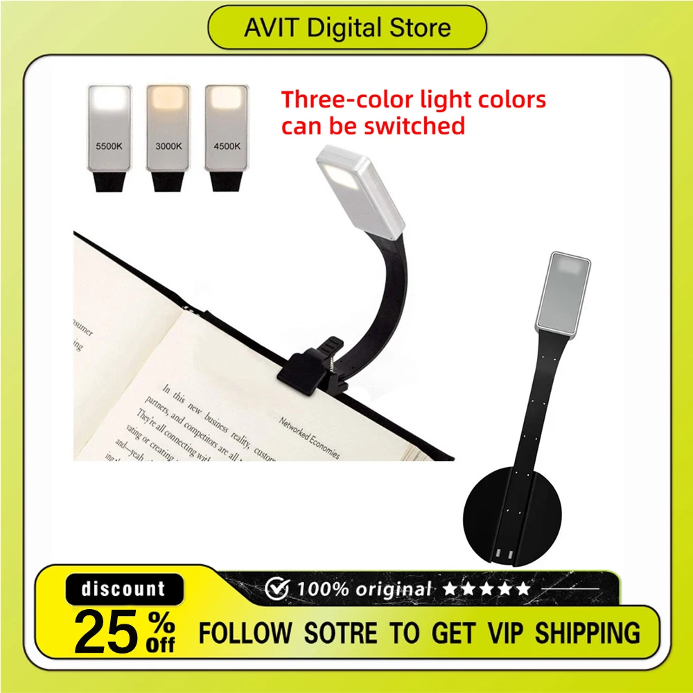 Für XTEINK X3 X4 LED-Leselampe E-Ink E-Reader 3 Stufen Einstellbare Helligkeit Augenschonende Lampe für Nachtlesen/Lernen