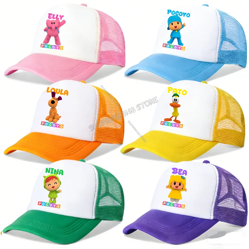 Pocoyos Muster-Baseballmütze für Kinder und Erwachsene, Cartoon-Schirmmütze, Kawaii, für Jungen und Mädchen, Anime, Sommerhüte, modisches Kinderzubehör, Geschenk Image