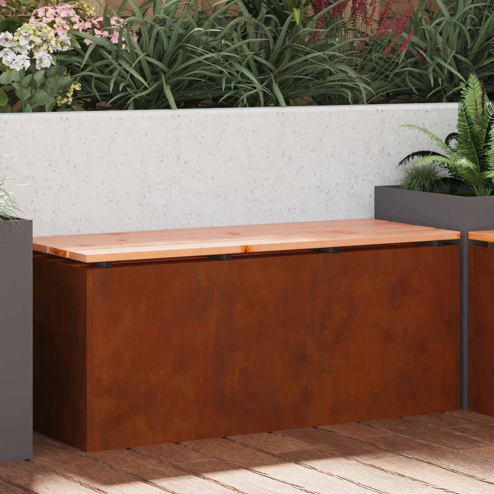 Banc de jardin rouillé, 100x40x43 cm, banc de jardin pour cour et jardinage, plusieurs couleurs disponibles