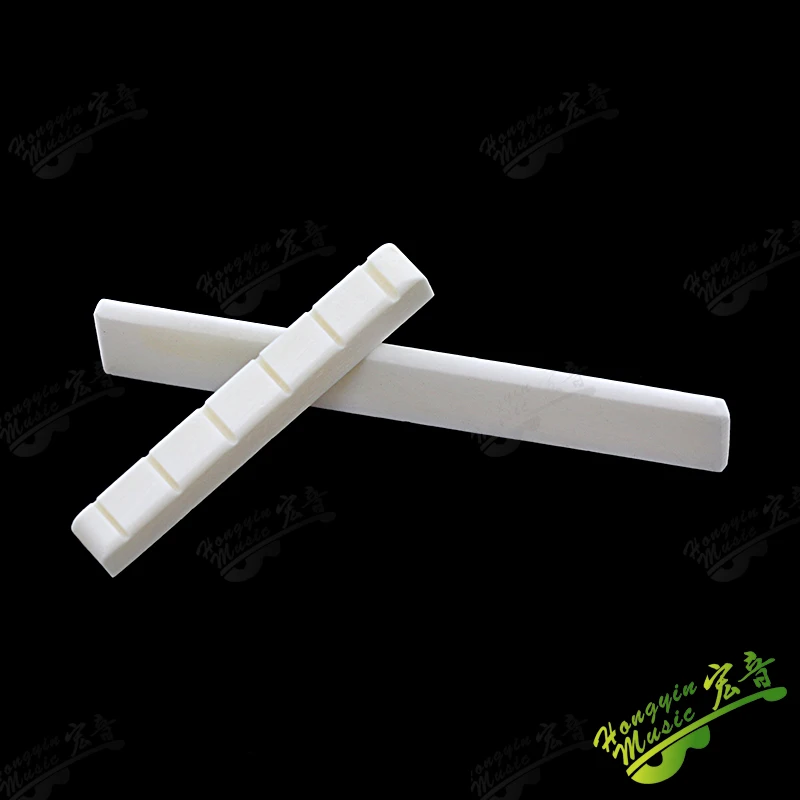 HUATOOL Sattel aus Ochsenknochen für klassische Gitarre, 52 mm x 6 mm x 9 mm, 80 x 10 x 3 mm, aus echtem Ochsenknochen, Saitenbrücke, Saitenkissen Image